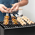 Miniatyrbillede 4 af 5: Grillspyd i rustfrit stål med dobbelt nål, 10 stk.