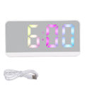 Miniatyrbild 1 av 8: Vit digital väckarklocka med LED-spegelskärm, modern elektronisk väckarklocka med stor skärm för hem, sovrum och kontor