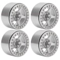 Miniatyrbilde 2 av 8: 4 stk. Beadlock-hjul i aluminiumlegering med fem eiker, lette mikro-crawlerhjul til Axial For SCX10 90046 RC-bilSølv