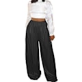 Miniatyrbillede 2 af 4: Metallic Farve Bred Ben Straight Bukser til Kvinder 2XL sort