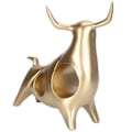 Miniatyrbillede 6 af 8: Abstrakt Tyrsculptur Hul Resin Look Up Okse Statue Dyrehåndværk Ornament Rumindretning Guld