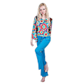 Miniatyrbild 5 av 5: Retro Blå Hippie Disco Outfit - 1960-talets/1970-talets Hippie-dräkt för vuxna M Män