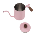 Miniatyrbillede 7 af 8: 600 ml svanehals kaffekande i rustfrit stål 304 med lang tud og træhåndtag til hældning over kaffekande tekande i pink