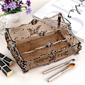 Miniatyrbillede 2 af 5: 3 Rums Skrivebords Makeup Organizer Kosmetik Opbevaringsstativ Sommerfugl Holder til Kommode og Badeværelse Brun