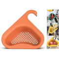 Miniatyrbillede 1 af 5: Fortykket Trekantet Vaskestativ (orange), Svaneforment Vaskesi, Køkkenafløbsstativ til Frugt, Grøntsager, Affald, Rester
