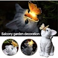 Miniatyrbillede 4 af 5: 1 stk. Kreativ Have Dekoration Kat-Sommerfugl Udendørs Solcellelampe, Harpiks Ornament, Udendørs Solcellelampe, 13*18*26cm