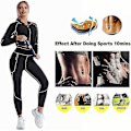 Miniatyrbillede 4 af 5: Slankende Sauna Sveddragt til Kvinder - Taljetræner Body Shaper Legging S Toppe Sort Blå