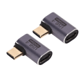 Pikkukuva 5 / 8: 2 kpl Type C uros-naaras oikea kulmaliitin 40 Gbps 90 asteen USB C -sovitin lähetyksen lataamiseen