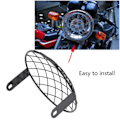 Miniatyrbillede 3 af 4: Motorcykel 7\" Forlygte Mesh Grill Side Mount Universal Dækmaske til Cafe Racer (Sort)