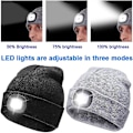 Pikkukuva 4 / 5: LED-valaistu pipo, Ladattava 4 LED-päälamppuhattu, Talvinen lämmin pyöräily- ja metsästysneulepipo (2 kpl)