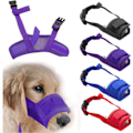 Miniatyrbilde 1 av 5: 1x Justerbar Hundemaske Bjeff Bitt Mesh Munnkurv Stell Stoppe Tygging Svart XL munn omkrets 22-28cm