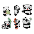 Miniatyrbilde 1 av 8: 6 stk Panda broderilapp med skyggelegging for å skjule flekker og skader i ulike stiler Panda strykemerker for DIY-håndverk, veske og sko