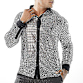 Miniatyrbilde 3 av 5: Blank Skinnende Sequin Mesh Topp for Menn, Sølv XL Disco Danseskjorte