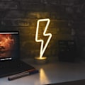 Miniatyrbillede 3 af 4: Neon Gul Natlampe med Hvid Base til Soveværelse og Fest Dekoration Batteridrevet