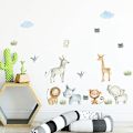 Miniatyrbild 4 av 4: En uppsättning väggdekaler med djungeldjursmönster för sovrum lekrum kök vardagsrum kontor