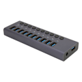 Miniatyrbild 7 av 8: Strömdriven USB-hubb 10 portar individuell switch aluminiumlegering 5 Gbps överföring USB 3.0-hubb för PC bärbar dator HDD 100-240 V EU-kontakt