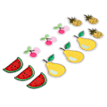 Miniatyrbild 3 av 8: 12 st fruktlappar körsbär ananas päron vattenmelon söt mönster levande färger strykjärn på lappar för väska kläder strumpor
