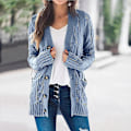 Miniatyrbilde 3 av 5: Twist Pattern V-hals Cardigan Genser for Kvinner XL Rosa