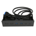 Miniatyrbild 8 av 8: 5,25-tums frontpanel 2-portars USB port Optisk enhet Frontpanel USB 3.0 till 19-stifts metall optisk enhetsfack för PC Case