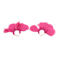 Miniatyrbillede 7 af 8: Store Større Stof Blomster Dangle Øreringe Intrikate Perle Håndlavede Stof Kronblad Hoop Øreringe til Kvinder Piger Ferie Bryllup Rose Rød