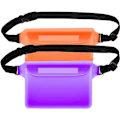 Miniatyrbillede 1 af 5: Vandtæt taske med justerbar rem for at sikre sikker og tør mobiltelefon og værdigenstande, velegnet til strand, vandreture osv. (2 stk.) (Orange+lilla)