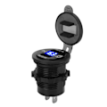 Miniatyrbilde 3 av 8: Billader for bil med dobbel USB-port, hurtiglading, spenningsvisning, universell for 12-24V lastebiler motorsykler