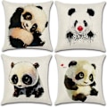 Miniatyrbilde 1 av 5: Putetrekk og putetrekk i polyester i 4 deler, 45x45 cm, Panda-tema