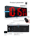 Miniatyrbillede 6 af 7: Fjernbetjent LED Digital Vægur med Justerbar Lysstyrke og Dato/Tid Visning