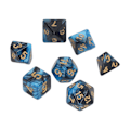 Miniatyrbilde 7 av 8: 4 sett polyhedral terninger i plast for læring, polyhedral terninger med klare gulltall for matematikkundervisning og brettspill, blå