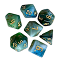 Pikkukuva 2 / 5: 7 x Maalatut Monitahokkaat Nopat Perhepelit DND RPG MTG Korttipeleihin Perheille B