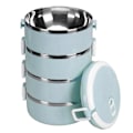 Miniatyrbillede 8 af 8: Bærbar 304 rustfrit stål Bento frokostboks termisk cylinder frokostbeholder madopbevaringsbeholdere til skolekontor udendørs fire lag nordisk blå