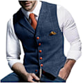 Miniatyrbillede 2 af 3: Lattice Turndown Krave Slim Fit Business Vest til Mænd M Blå