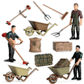 Miniatyrbild 2 av 8: Set med tillbehör för fodermatning på bondgård, miniatyrfigurer för bondgårdsverktyg, simuleringsscen, bondgårdsmodell, minileksaksuppsättning för pedagogisk lek
