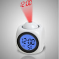 Miniatyrbild 5 av 5: Projektorbordsur - Multifunktionell plast USB-laddning LED-röstfunktion Projektionsväckarklocka för sovrum Vit