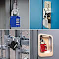Miniatyrbild 5 av 5: Hänglås (1-pack röd), Kodhänglås, gymhänglås, 4-positions vattentätt och återställbart kombinationshänglås, används för skolgym förvaringsskåp