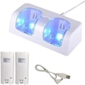 Miniatyrbillede 1 af 5: Dobbelt Opladestation til Nintendo Wii Remote-kompatibilitet, Wii Opladestation, Nintendo Gamepad Oplader med 2 x 2800 mAh Genopladelige Batterier