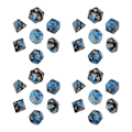 Miniatyrbild 1 av 8: 4 set plast polyhedral tärningar lärande polyhedral tärningskuber med tydliga guldnummer för matematikundervisning brädspel blå