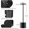 Miniatyrbillede 2 af 5: Trådløs Bordlampe, 6000mAh Genopladeligt Batteri, 2 Lysstyrkeniveauer, Metal Sengelampe, til Stue, Soveværelse, Kontor, Studio (Sort)