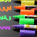Miniatyrbillede 3 af 5: 8 stk. Kridtmarkør Pen Tusser til Whiteboard 6mm Reversibel Rund & Mejselspids Fluorescerende Markører Overstregningstusser