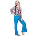 Pikkukuva 2 / 3: Groovy 1960-luvun/1970-luvun Retro Sininen Hippi Disco Asuste Aikuisille S Naisille