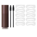 Ögonbrynsstämpelkit 10 schabloner 2 borstar Ögonbrynsmakeup-puder för hårfäste Ansiktskontur Brun