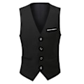 Miniatyrbild 1 av 4: Slim Fit Business Väst för Män - Solid Färg V-ringad Design XS Svart