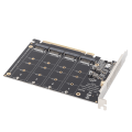 Miniatyrbilde 8 av 8: M.2 NVME SSD til PCIE X16 Adapter 4 Port Høyhastighets 4x32Gbps Soft Raid-kort med individuell LED-indikator for datamaskiner