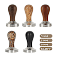 Miniatyrbillede 1 af 5: Kaffetamper i rustfrit stål med flad bund - 53mm Golden Sandalwood