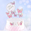 Miniatyrbillede 3 af 4: Pink Butterfly Kagepynt 10 stk Guld Metal Cupcake Dekorationer til Piger Fødselsdagsfest