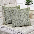 Miniatyrbilde 1 av 5: Sett med 2 grønne putetrekk rustikk lin dekorative firkantede pynteputetrekk 50x50 cm for sofa dekorasjon