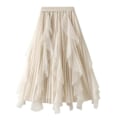 Miniatyrbild 1 av 3: Ruffle Tutu Lång Svängkjol för Kvinnor - Beige
