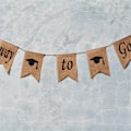 Miniatyrbillede 5 af 7: Doktorhat Burlap Banner Hængende Linned Svalehale Flag Til Gradueringsceremoni Fest Dekoration