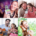 Pikkukuva 2 / 5: Bluetooth 4 in 1 Karaoke Langaton Mikrofoni LED-valoilla, Kannettava Mikrofoni Lapsille, Tytöille