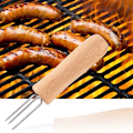 Miniatyrbillede 2 af 8: 4 stk. grillspyd i rustfrit stål med træhåndtag til grill, kød, frugt og majsholdere